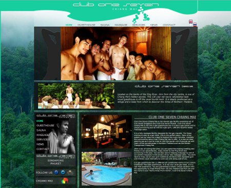 Website for Gay Sauna and Guest House Club One Seven Chiang Mai